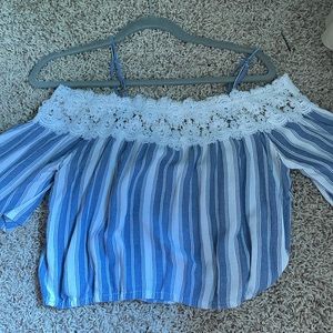 Hollister Striped Off The Shoulder Blouse